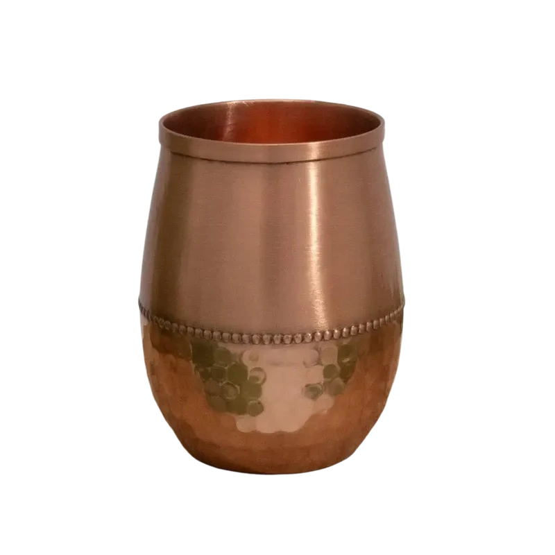 Reines Kupfer-Set mit tropfenförmiger Karaffe und 2 Kupferbechern – Gehämmert ± 950 ml