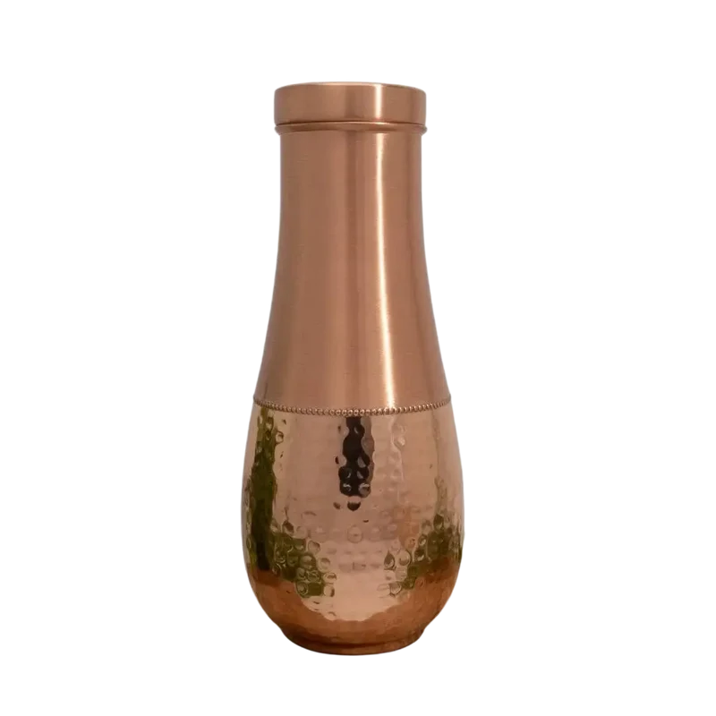 Reines Kupfer-Set mit tropfenförmiger Karaffe und 2 Kupferbechern – Gehämmert ± 950 ml