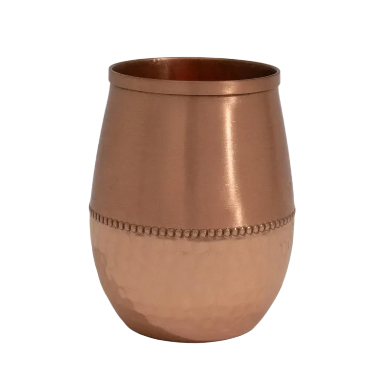 Reines Kupfer-Set mit tropfenförmiger Karaffe und 2 Kupferbechern – Gehämmert ± 950 ml