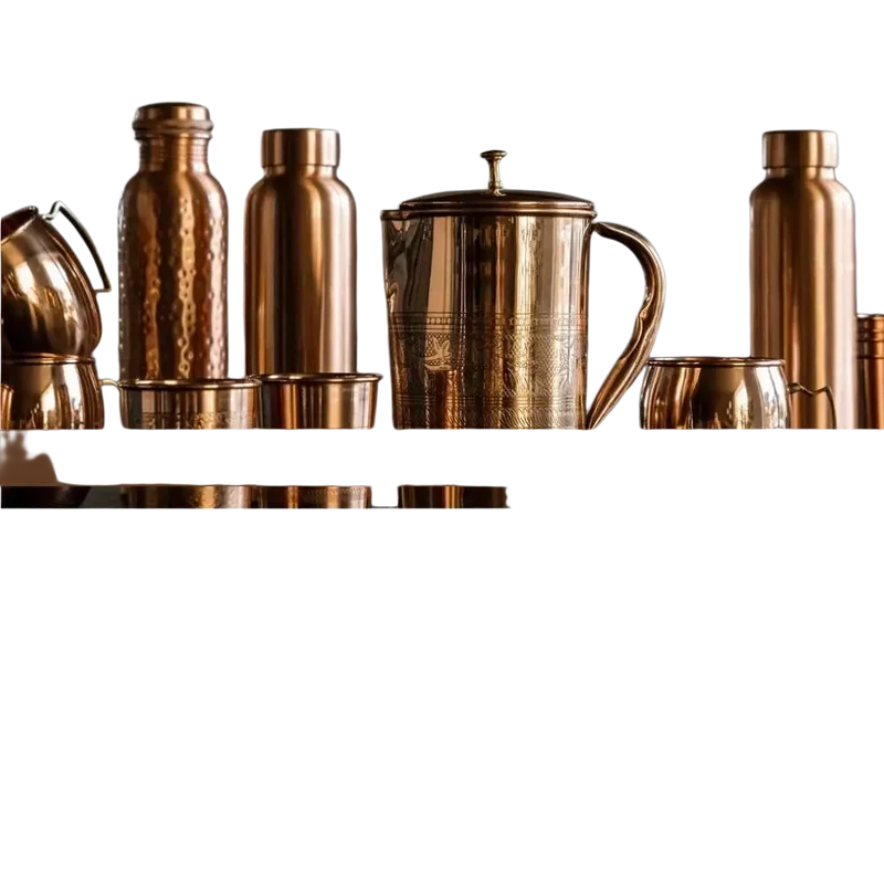 Reine Kupferwasserflasche 7 Chakren mattes Finish ± 750 ml – Handgefertigte Ayurveda Kupferflasche