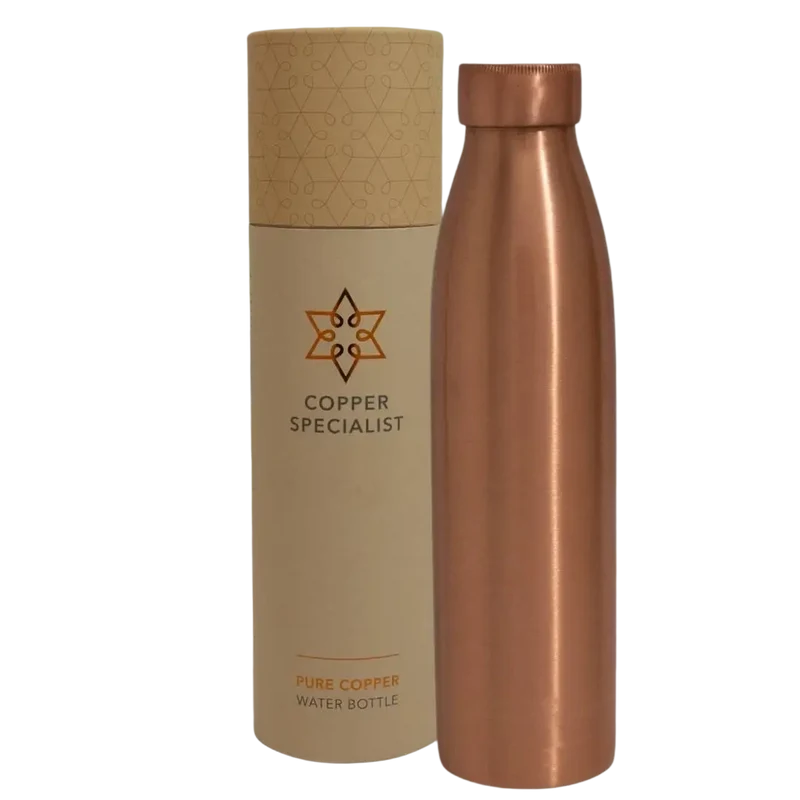 Reine Kupferwasserflasche matt poliert ± 950 ml – Schwere Ausführung