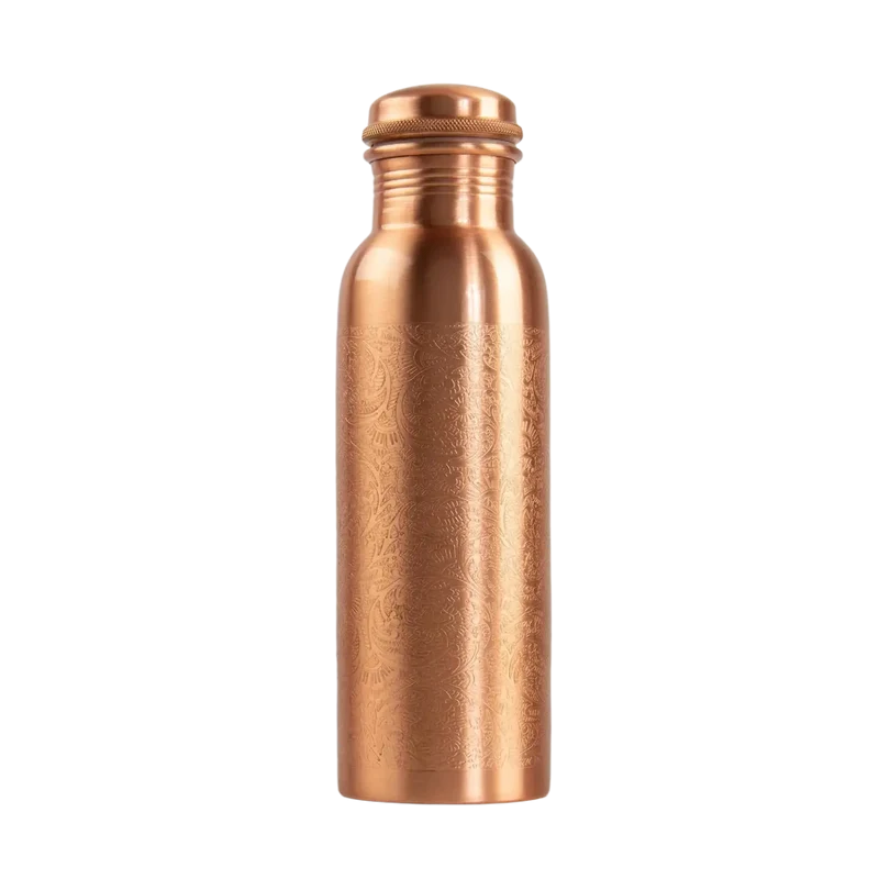 Kupferflasche Ornaments 800 ml – Handgefertigte Kupfer Trinkflasche mit kunstvoller Ornamentgravur