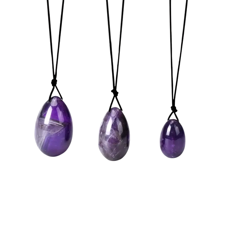 Amethyst Yoni-Ei 45 × 30 mm - Gebohrt, Artisans de Madagascar