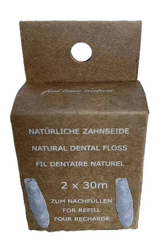 Natürliche Zahnseide Refill 2 x 30 m – Kompostierbare Seiden-Zahnseide mit Candelillawachs