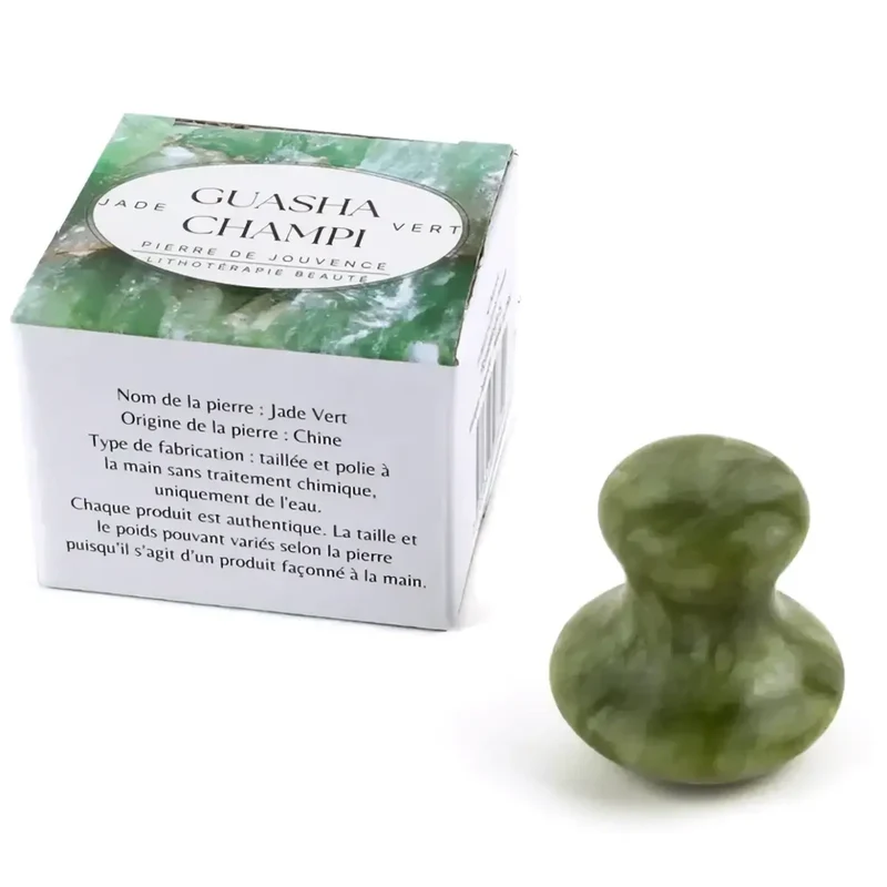 Gua Sha Mushroom aus Jade Vert – Gesichtsmassage & Lymphdrainage Tool