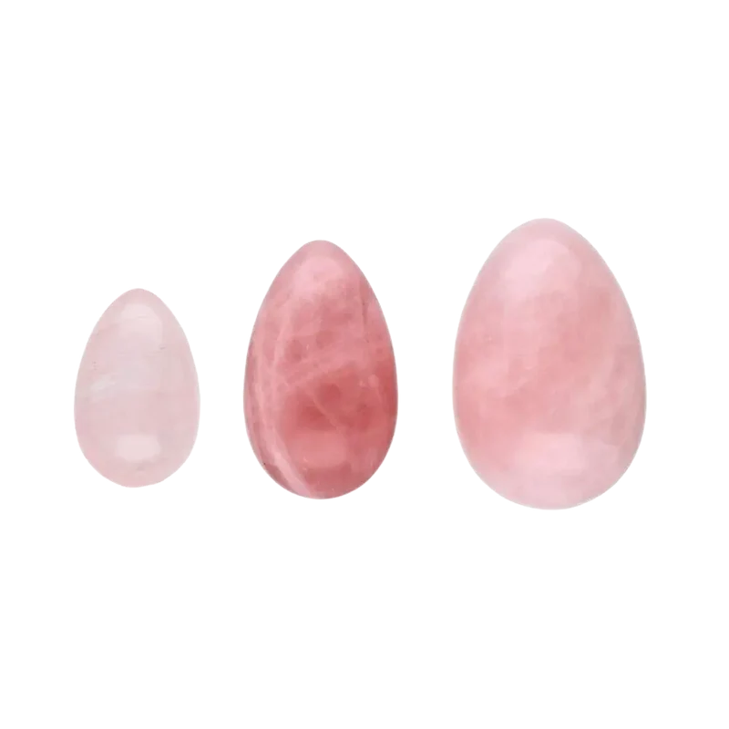 Yoni-Eier Set Rosenquarz 3-teilig