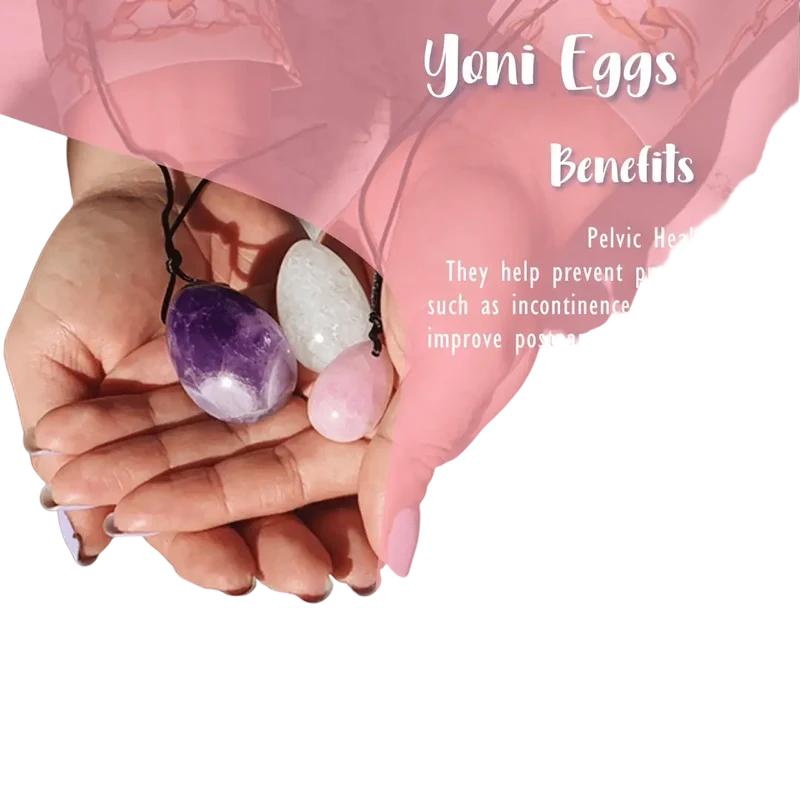 Yoni-Eier Set Rosenquarz 3-teilig