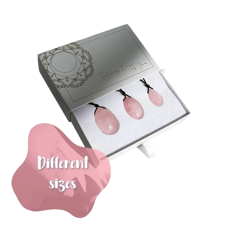 Yoni-Eier Set Rosenquarz 3-teilig