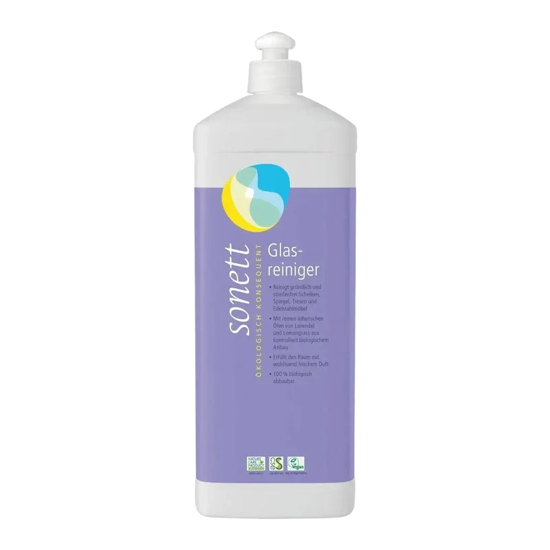 Sonett Glasreiniger Nachfüllflasche – Natürlicher Glasreiniger zum Nachfüllen für streifenfreien Glanz 1 Liter