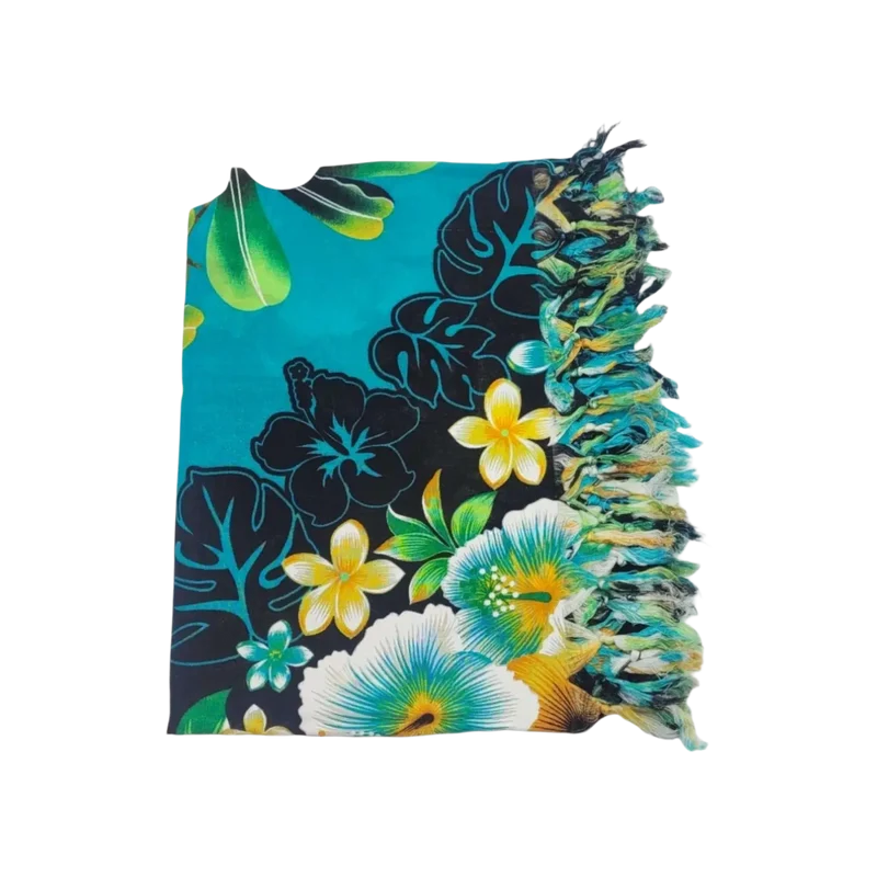 TR-139 Frangipani Flower türkis Lunghi Sarong Tuch 160x115cm