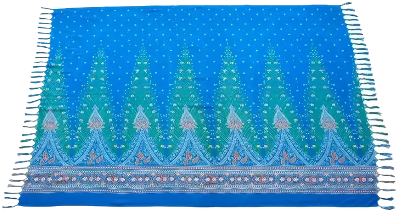 TR-53 Pfauenfedern hellblau Lunghi Sarong Tuch 160 x 115cm