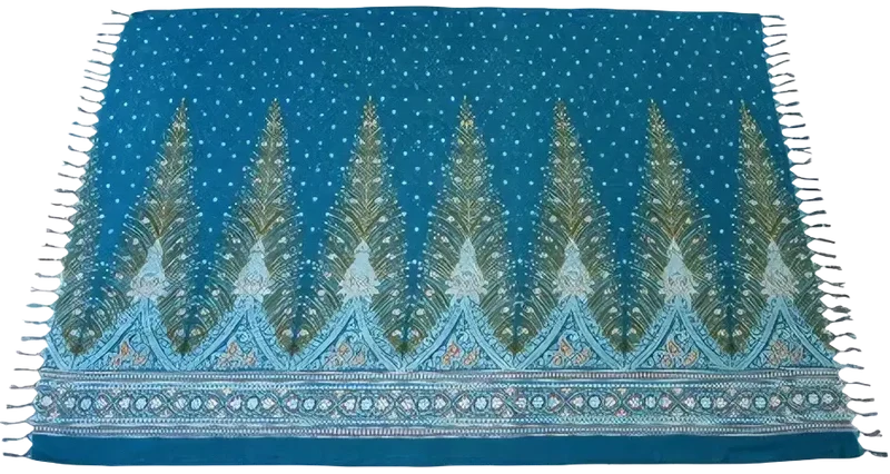 TR-52 Pfauenfedern türkis Lunghi Sarong Tuch 160 x 115cm