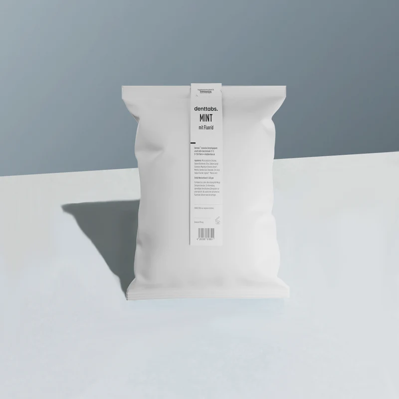 Denttabs Zahnputztabletten im 1kg Beutel aus kompostierbarer Folie
