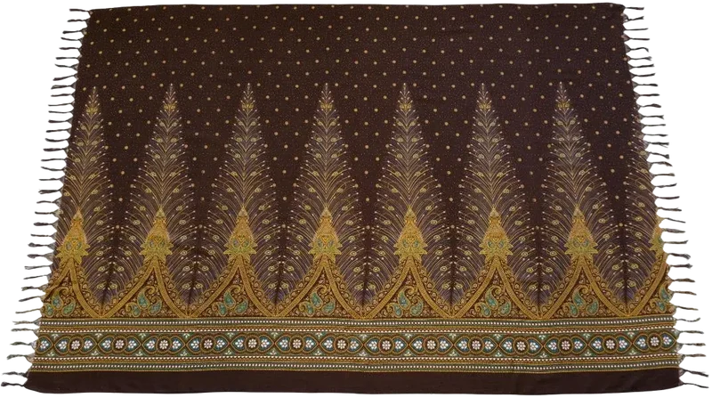 TR-51 Pfauenfeder braun Lunghi Sarong Tuch 160x115