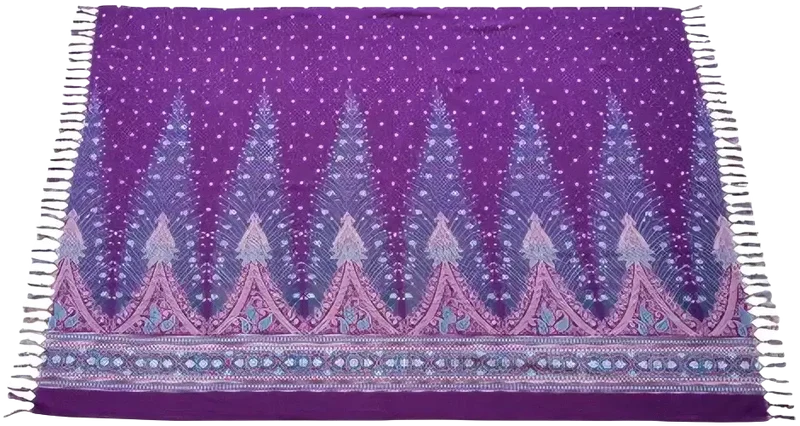 TR-47 Pfauenfedern violett Lunghi Sarong Tuch 160x115