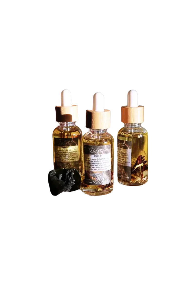 Lilith Oil | Göttliches Feminines Ritualöl mit Mondstein- und Tigeraugenkristallen
