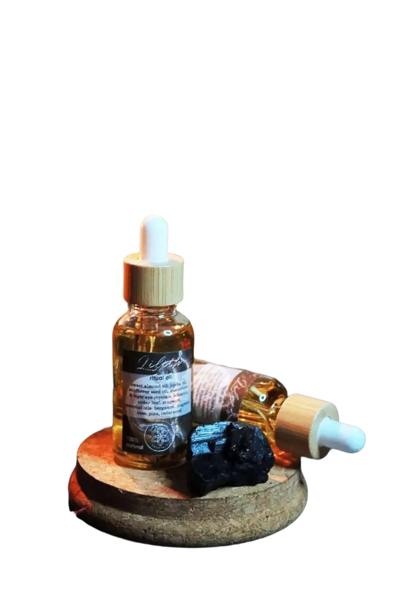 Lilith Oil | Göttliches Feminines Ritualöl mit Mondstein- und Tigeraugenkristallen