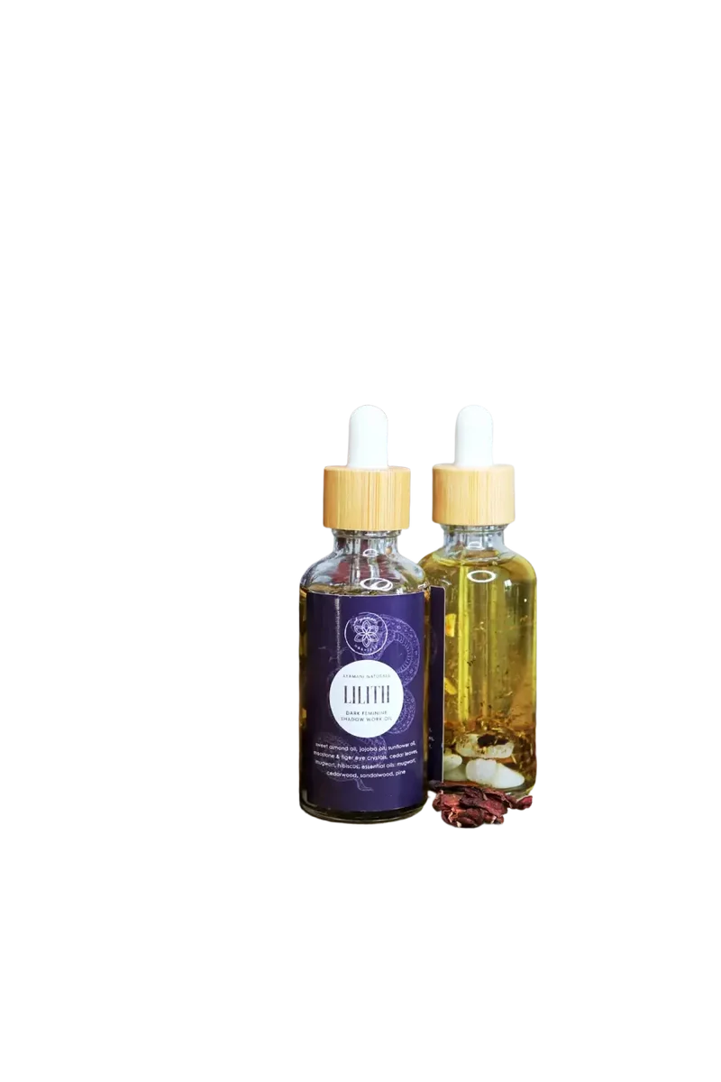 Lilith Oil | Göttliches Feminines Ritualöl mit Mondstein- und Tigeraugenkristallen