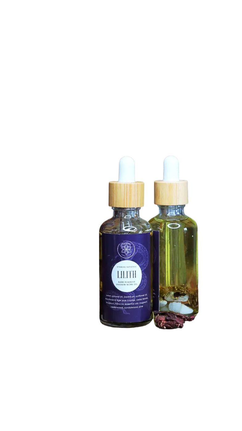 Lilith Oil | Göttliches Feminines Ritualöl mit Mondstein- und Tigeraugenkristallen