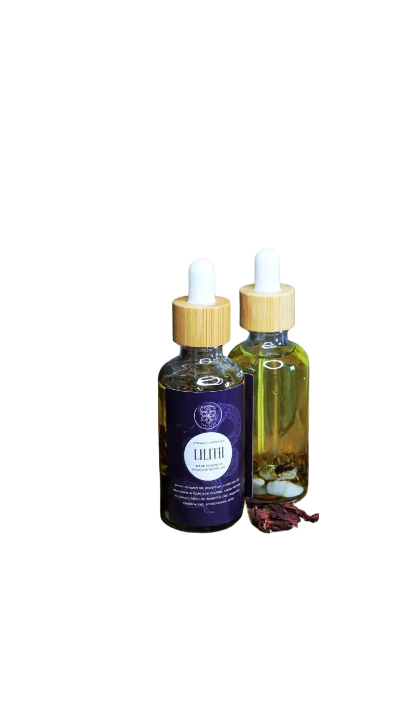 Lilith Oil | Göttliches Feminines Ritualöl mit Mondstein- und Tigeraugenkristallen