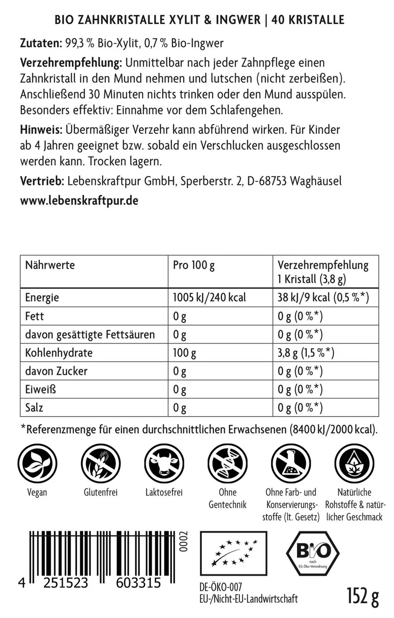 Bio-Zahnkristalle Xylit & Ingwer