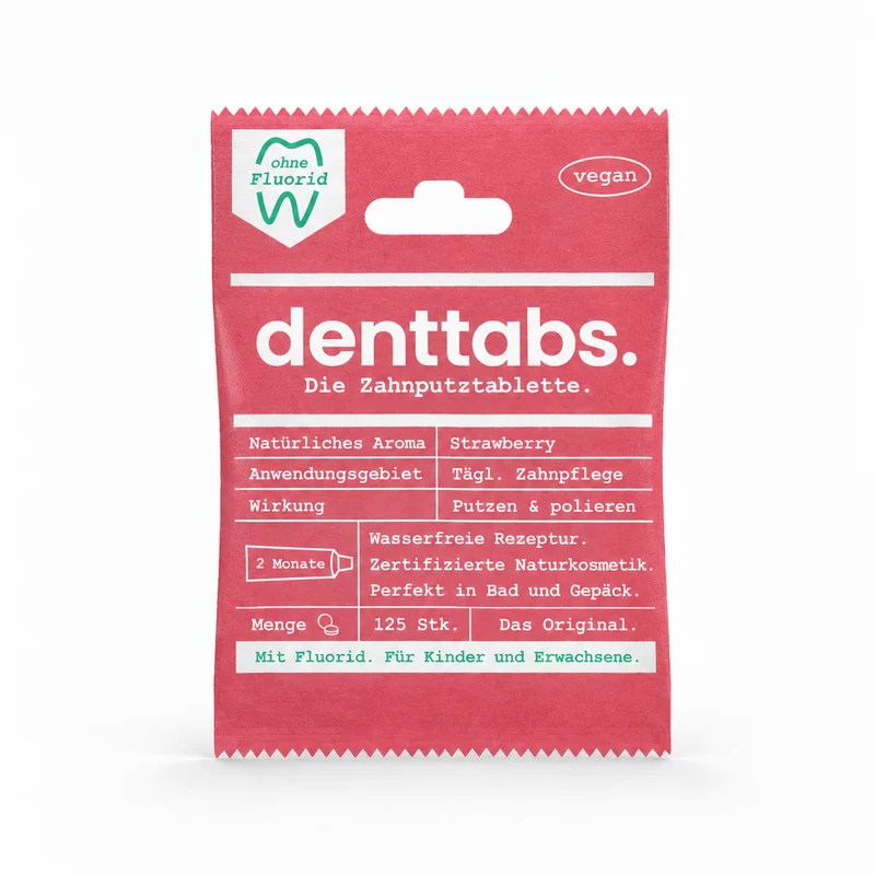 Denttabs Zahnputztabletten Strawberry ohne Fluorid 125 Stk