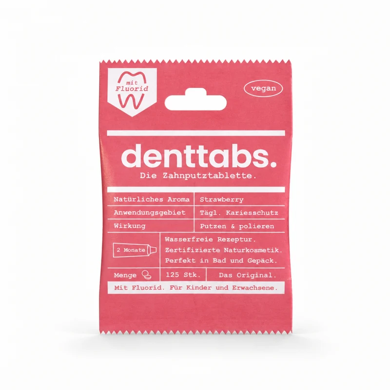 Denttabs Zahnputztabletten Strawberry mit Fluorid 125 Stk