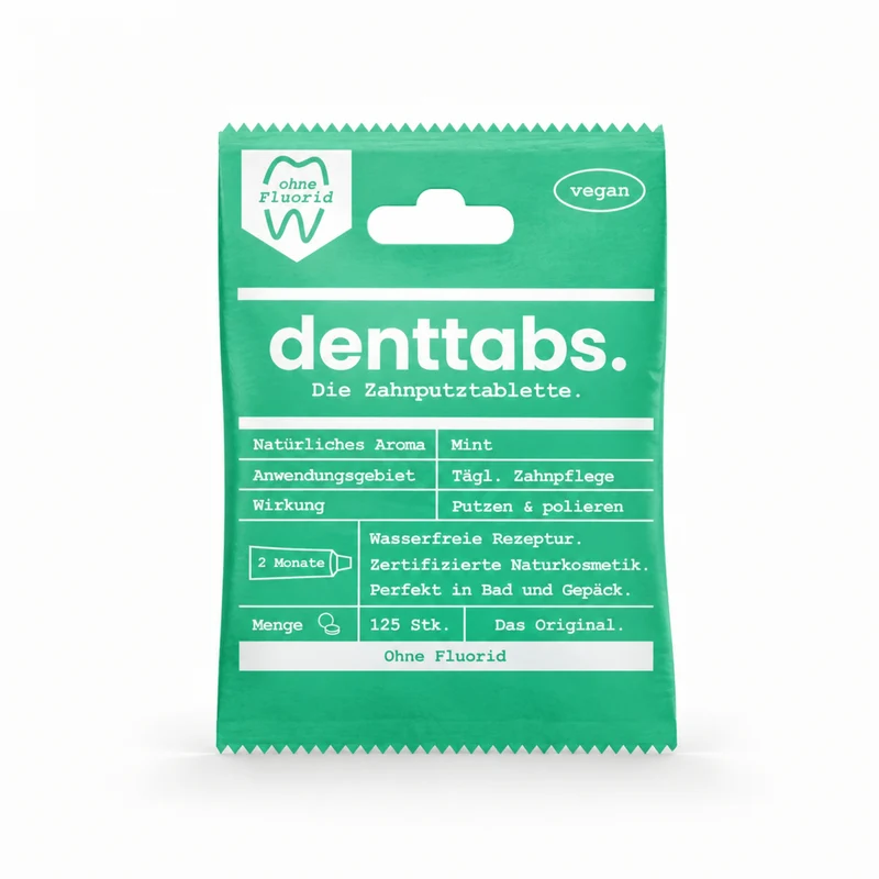 Denttabs Zahnputztabletten Mint ohne Fluorid 125 Stk