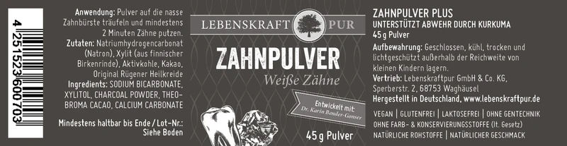 Zahnpulver Weiß mit Aktivkohle