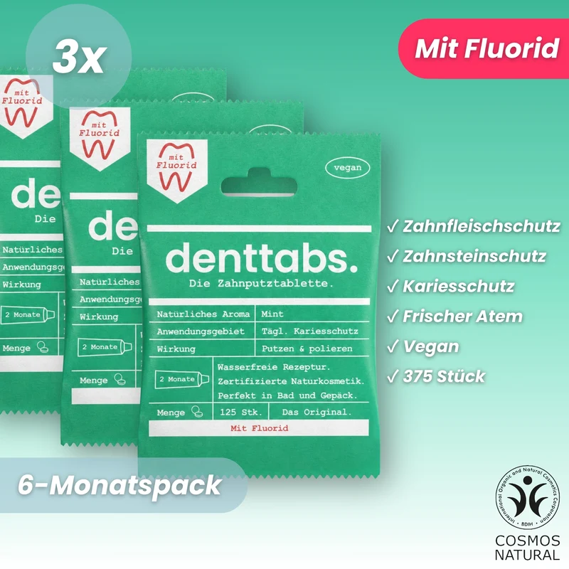 Denttabs Mint mit Fluorid Halbjahresvorrat