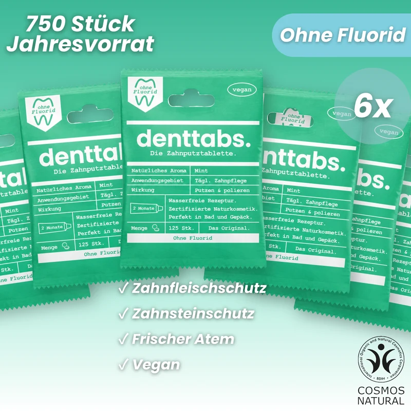 Denttabs Mint ohne Fluorid Jahresvorrat